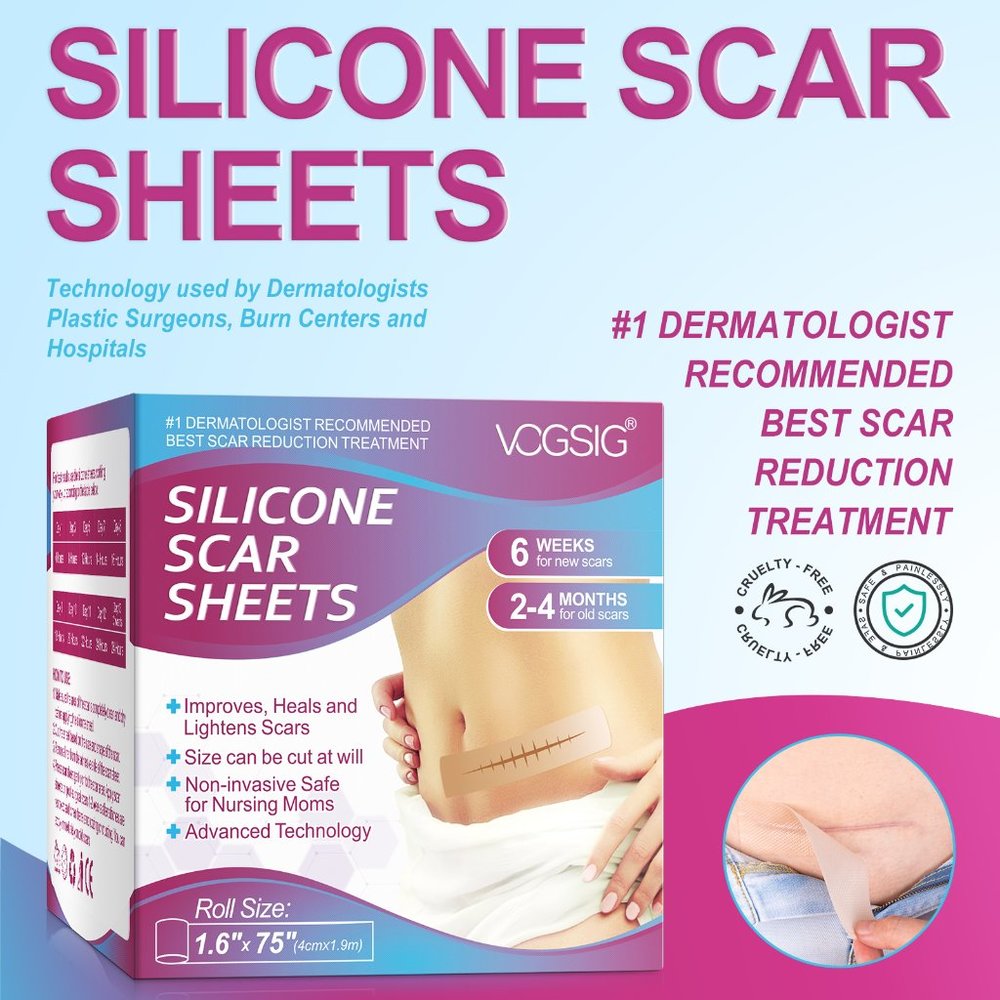 Scar Removal Silicone Tape for Hypertrophic Scars & Keloids, 1.6'' x 75''